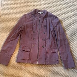 Margaret O'Leary Plum Military-Style Double-Breasted Utility Jacket